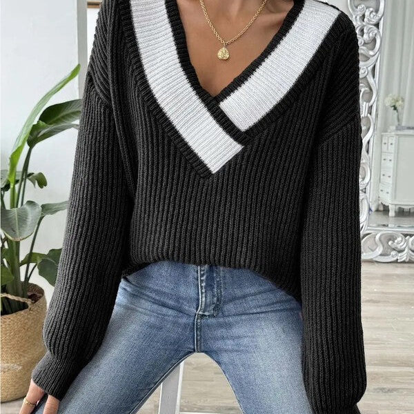 V-neck Ribbed Sweater